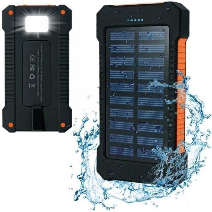 Batterie Solaire 32 000 MAh - Charge Rapide, Sans Fil - 3 Sorties USB + LED - Pour Téléphone, Camping - Sunowl - 6