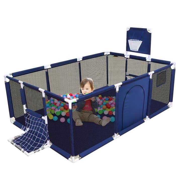 Parc Bébé 14 Panneaux, 150x150x60 cm Adapté aux Enfants de 0 à 6 Ans, avec  Barrière Sécurité, Clôture Pliant