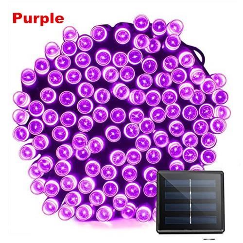 violet 22m 200led guirlande lumineuse solaire à 50 ou 100-200 led, imperméable, éclairage'extérieur, décorati