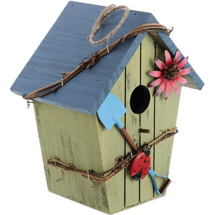 Hapivida Nichoir En Bois Naturel Inachevé - Maison D'Oiseau Ronde Suspendue Pour Jardin, Patio Et Extérieur, Parfait Pour Bricolage Et Décoration