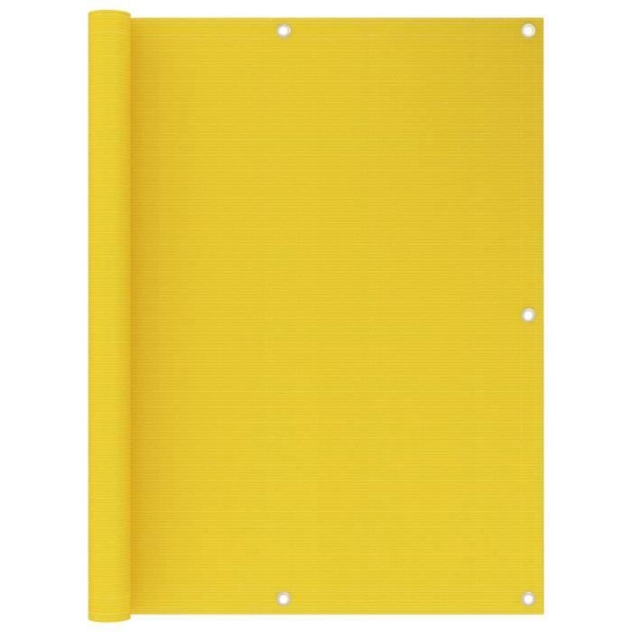 Écran De Balcon Paravent 120x600 Cm - Tissu Oxford Jaune Imperméable - Protection Intimité Et UV