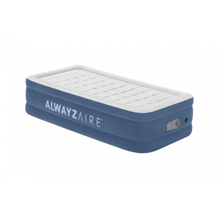 Matelas gonflable 1 place AlwayzAire™ avec double pompe intégrée et revêtement antimicrobien