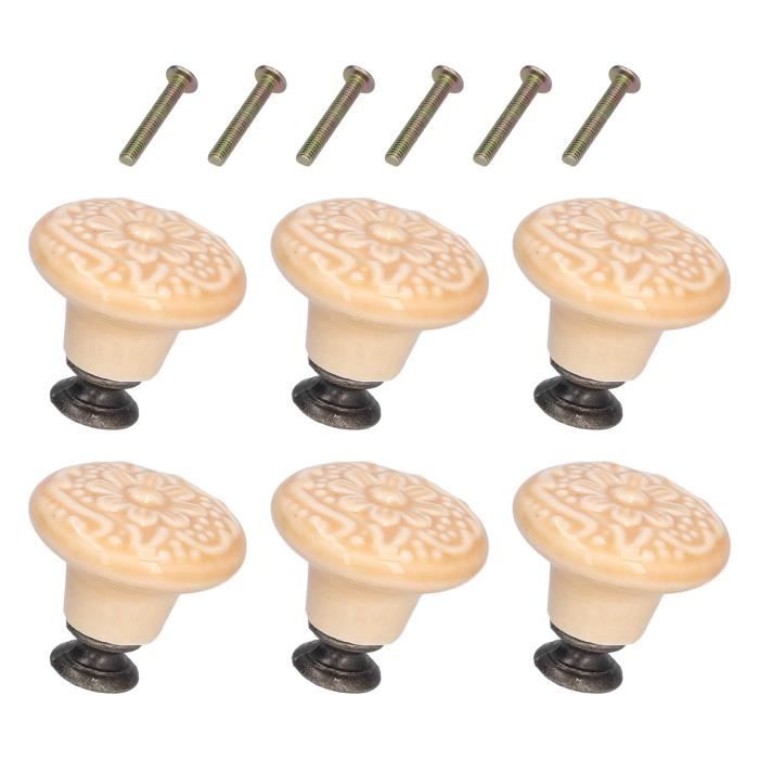 Lot de 10 boutons de meuble ronds en bois avec vis et tournevis pour armoire, tiroir, boîte à