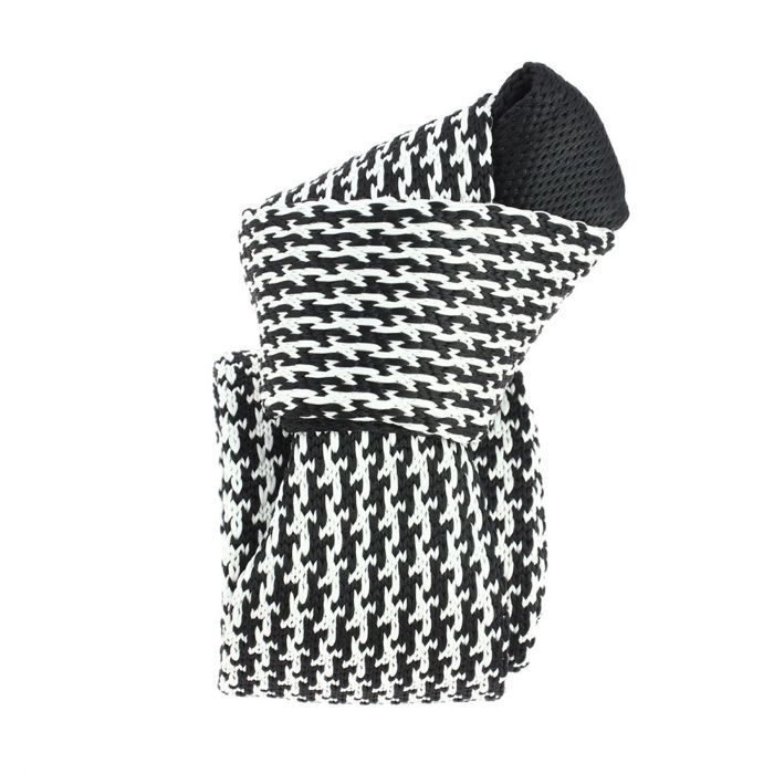 Cravate Tricot Clj Charles Le Jeune – Pied De Poule Noir Et Blanc – Unisexe