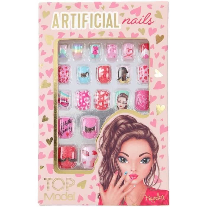 TOPModel Beauty Girl – Faux ongles autocollants dans de nombreux designs tendance, motifs et effets pailletés, 24 faux ongles
