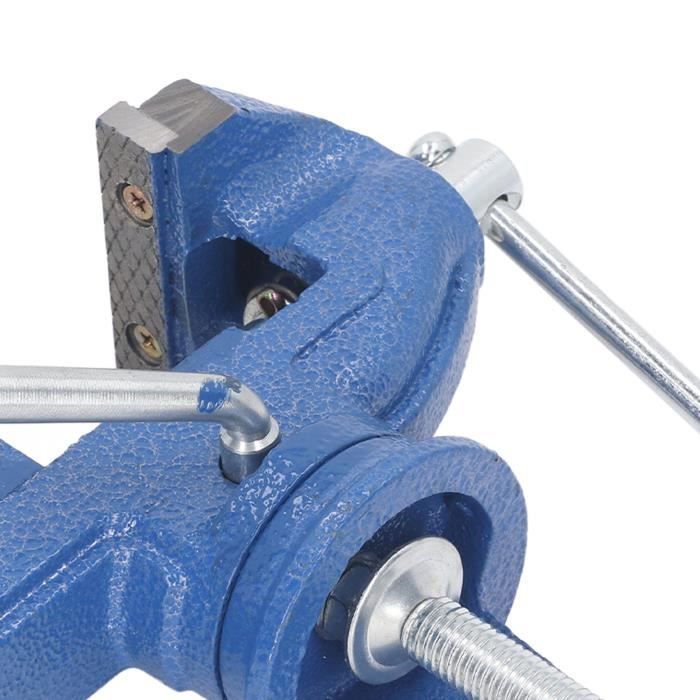Étau De Table 80 Mm Pivotant à 360° - Serrage Puissant Pour Bois, Métal, Tuyauterie - Couleur Bleue