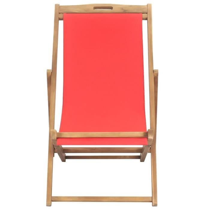 Chaise Longue Pliante Vintage Rayée Rouge Et Blanc - Pour Plage, Jardin, Camping - Occasion Rétro