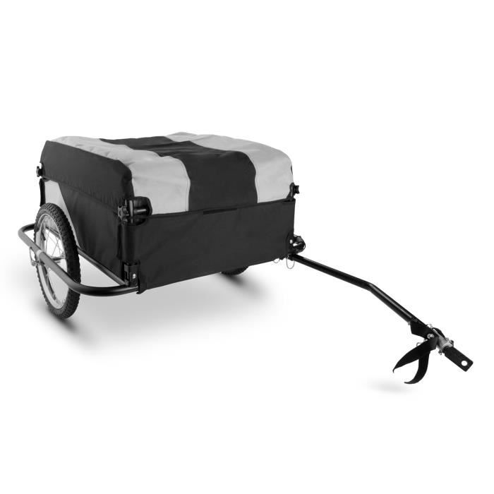 Remorque de vélo - DURAMAXX Mountee - 130l - 60 kg - Tige métal - Gris