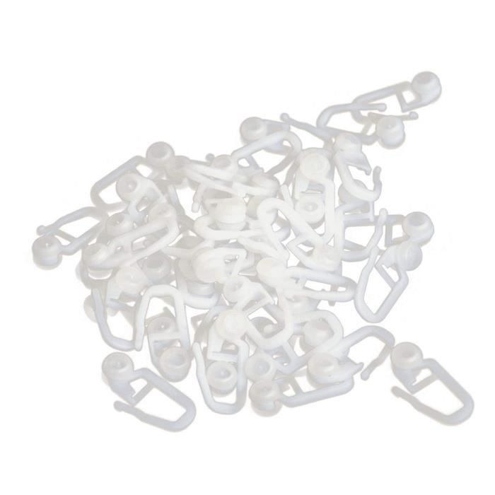 Rail Rideaux Camping Car 50 Crochets Coulissants Pour Rideau – Plastique Blanc, Silencieux, Faciles à Installer – Pour Rail De Fenêtre, Douche… Crochets Douche Fenêtre Lot 50