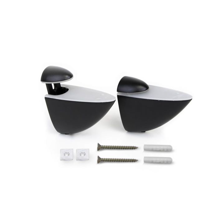 Emuca Jeu de supports Pelicano pour étagères en bois ou en verre Plastique et Zamak Peint en noir Emuca Jeu de supports Pelicano pour étagères en bois ou en verre Plastique et Zamak Peint en noir