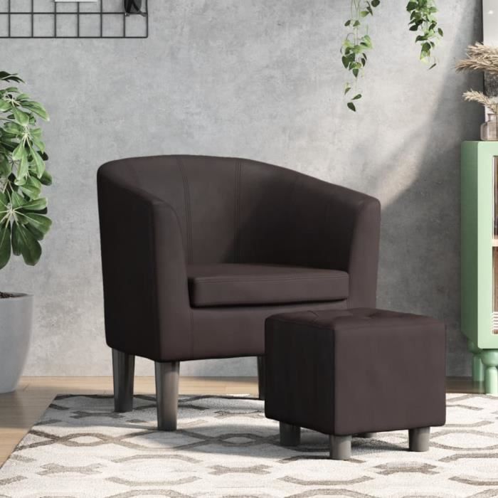 Fauteuil cabriolet - FYDUN - YN013 - Similicuir marron - Repose-pied inclus - Design contemporain