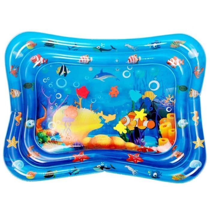 Tapis D'Eau Gonflable Bébé 3-12 Mois - Motifs Poissons Colorés - Éveil Sensoriel Et Tummy Time - PVC Sécurisé