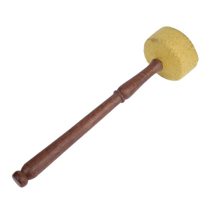 Maillet pour Bol Chantant Tibétain, Bâton en Bois Dur avec Feutre, Fait Main, Jaune, Accessoire Bouddhisme