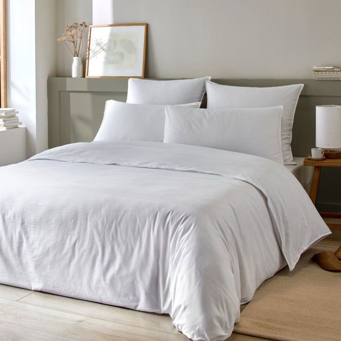 Parure housse de couette 2 pers 240x220 de coton-bambou - bambou blanc