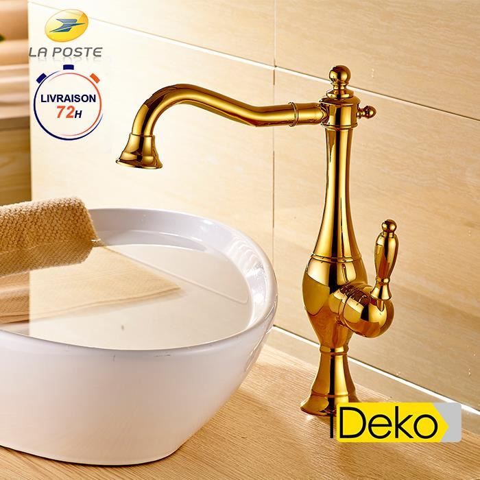IDeko® Robinet cuisine robinet salle de bain rétro – style Doré