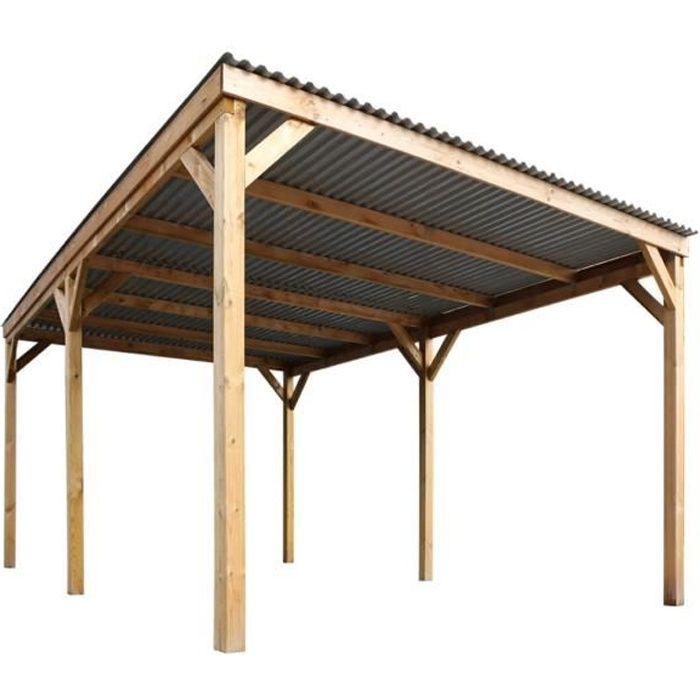 Carport 1 voiture - couverture PVC - L. 4,70 x P. 3,00 x H. 2,10 m