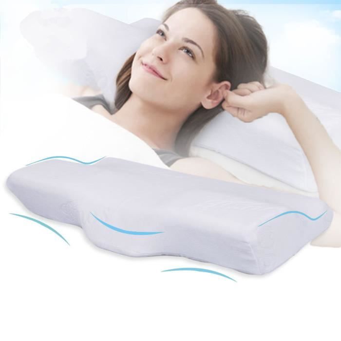 Oreiller memoire forme,Oreiller cervical en mousse à mémoire de forme,  ergonomique, anti-ronflement, sans douleur au cou - Cdiscount Maison