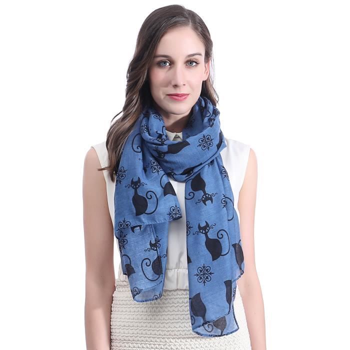 Écharpe Foulard Femme Lina & Lily – Superbe Imprimé Chats Adorables, 180x90 Cm, Doux Et Léger Toute Saison