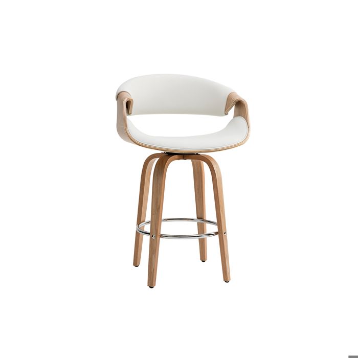 Miliboo - Tabouret de bar design blanc et bois clair 68 cm ARAMIS Miliboo - Tabouret de bar design blanc et bois clair 68 cm ARAMIS