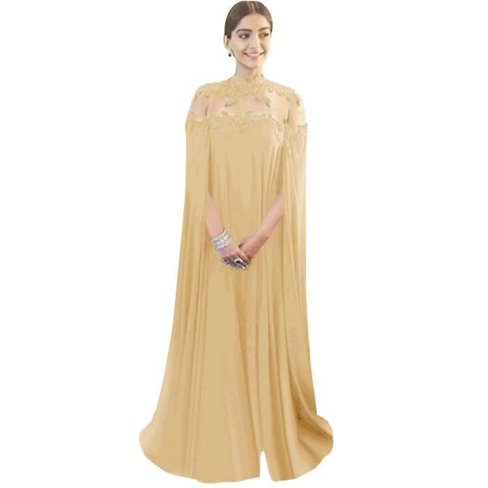 Doré Turkish Robe Longue de Soirée Cocktail Mariée Caftan Cape Sexy