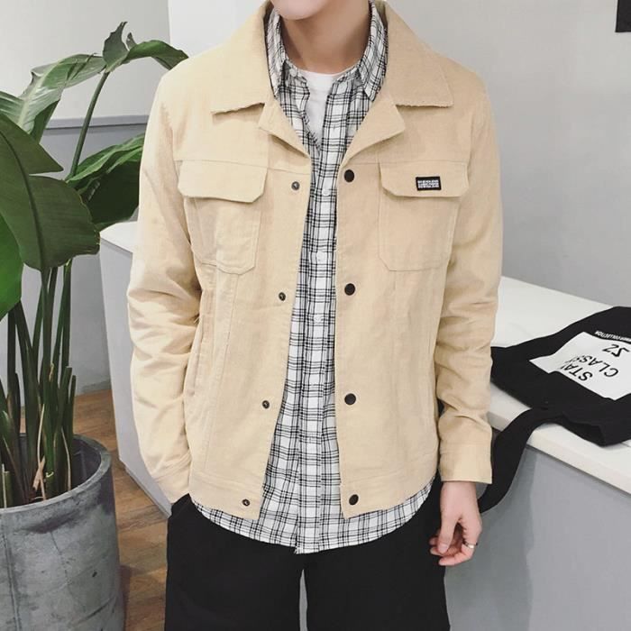Veste homme marque luxe Velours c tele Revers unie paissir loisirs