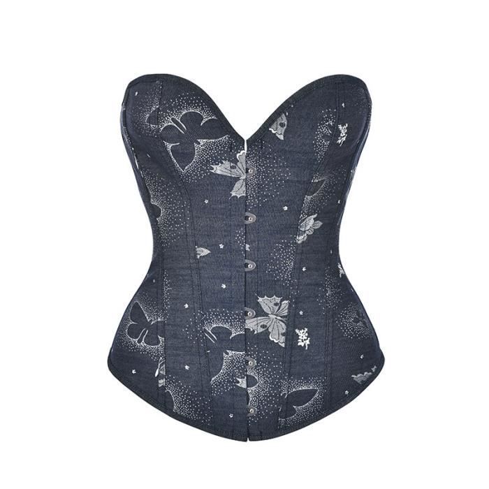Corset Bustier Jean Bleu Gothique Steampunk - 28/29W