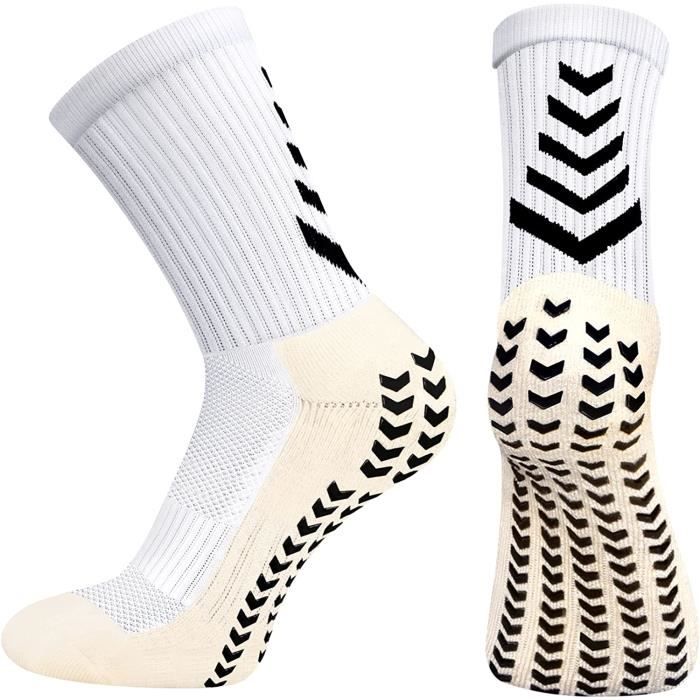 2 Paires Blanc Chaussette de Sport Antidérapante Hommes Respirant Chaussettes de Football Chaussettes Sports Trekking, Basketball