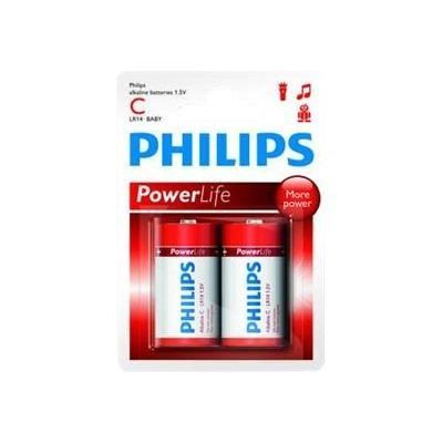 PHILIPS Piles LR14 / C Powerlife Alcaline - 1,5 V - Pack de 2