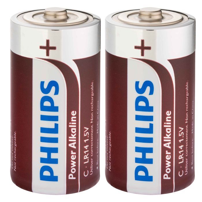 PHILIPS Piles LR14 / C Powerlife Alcaline - 1,5 V - Pack de 2