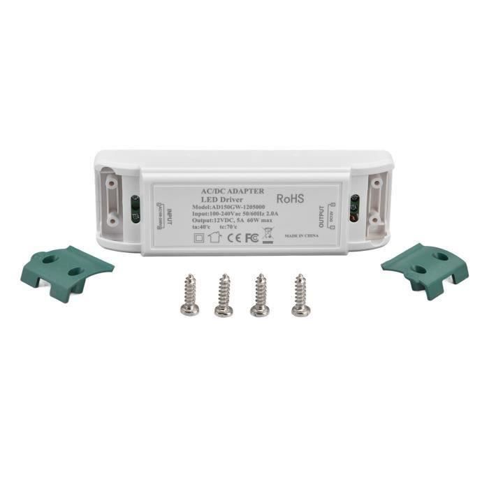 Transformateur LED 72W 12V DC - Alimentation Pour Bandes LED, Spots, éclairage Camping - Protection Surintensité - Entrée AC 90-240V