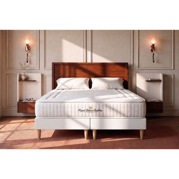 Ensemble sommier matelas 160x200 Lancaster Ressorts ensachés et mémoire de forme - 22 cm - Ferme - double sommiers blanc