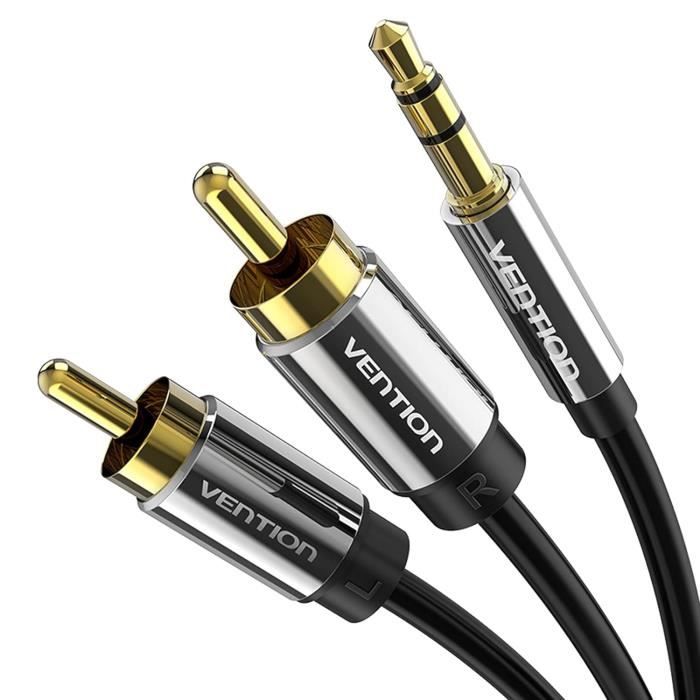 Câble Audio Jack 3,5mm Vers 2 RCA - Pour Connecter Smartphone, PC, Autoradio, Home Cinéma