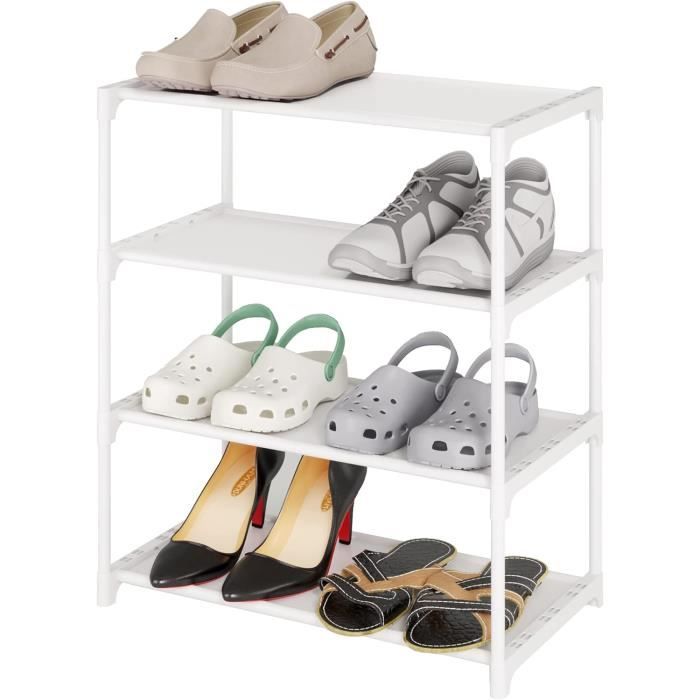 Étagère à Chaussures Empilable à 4 Niveaux - Gris - Range-chaussures