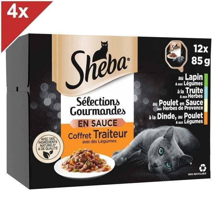 Comparer les prix de SHEBA - Barquettes en sauce pour chat - 4 variétés - Coffret traiteur avec légumes