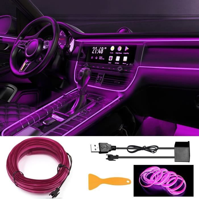 Bande Lumineuse LED Intérieur Voiture 8m – Fil Néon USB, Flexible, Coupable, étanche, Couleur Rouge