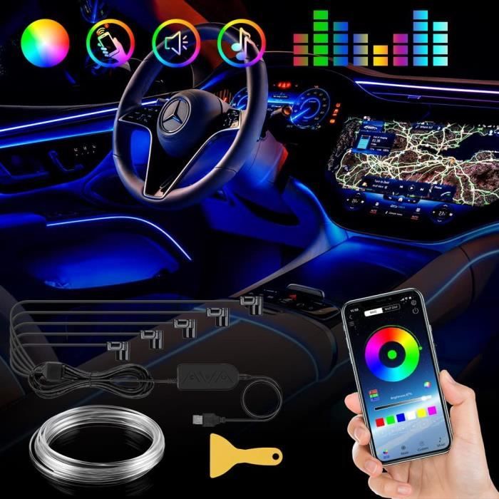 Kit LED Ambiance Voiture Lurowo - Bandes RGB 6m Avec App Control