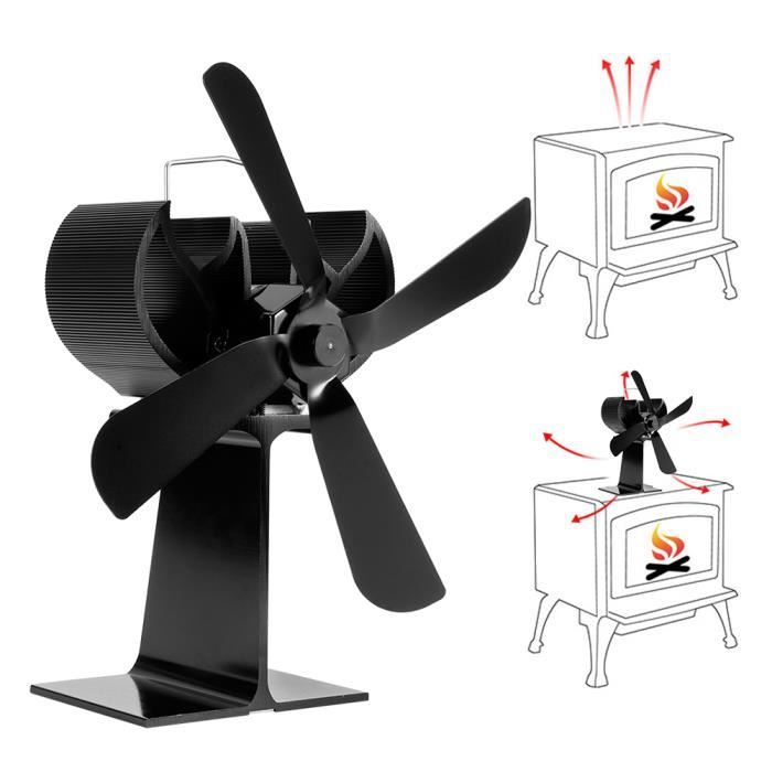Tbest Ventilateur de cheminée Portable Fireplace Fan Aluminum Alloy 4