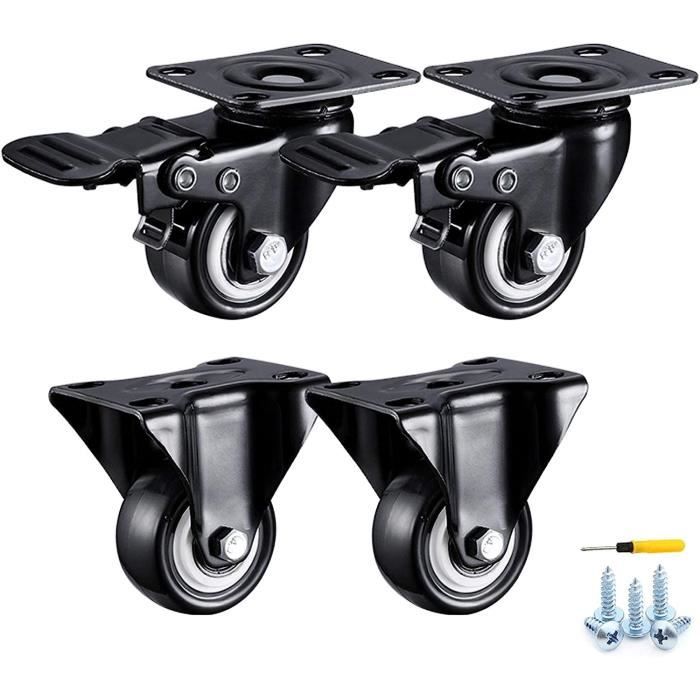 4 Roulettes Silencieuses Pour Portes Coulissantes D'armoire/placard - En Fer, Rotation 360°, Montage 4 Trous