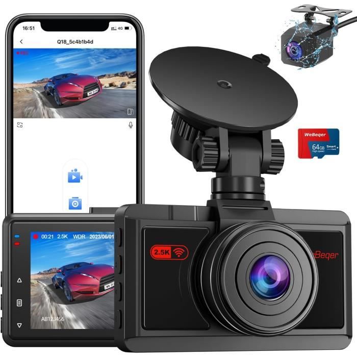 Dashcam Osmo Pro 4K Avant + 1080P Arrière - WiFi, GPS, Carte 64 Go Incluse, Vision Nocturne, Parking 24h/24