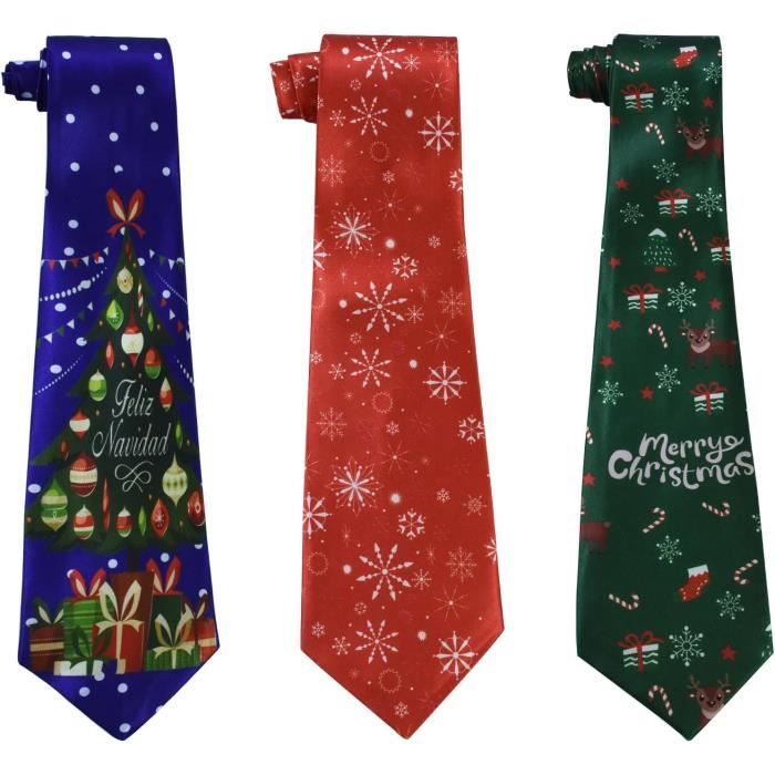 Cravates De Noël, Cravates Fantaisie De Père Noël Pour Homme, Flocon De