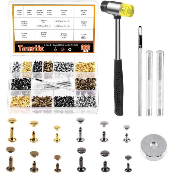 Kit De 365 Rivets En Cuir, 3 Tailles Et 4 Couleurs, Rivets À Double ...