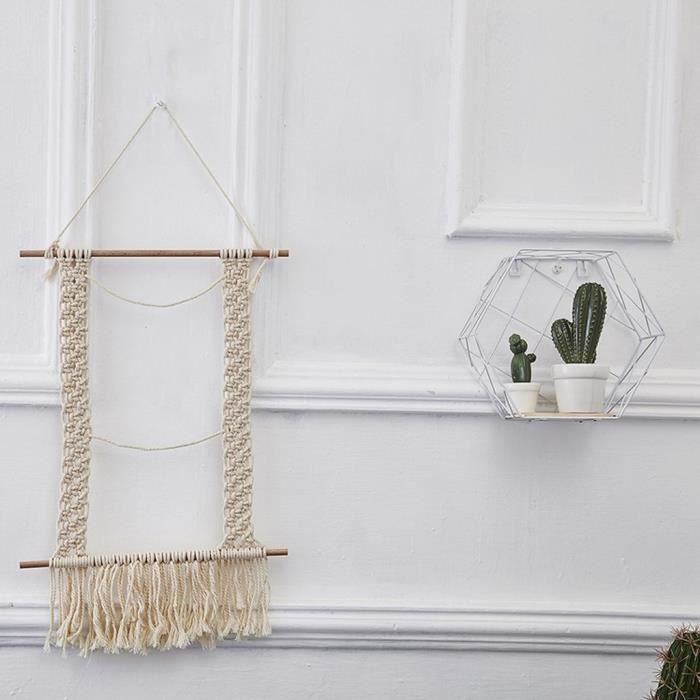 Grande Tenture Murale En Macramé Tissé – Fait Main – Déco Boho Chic Vintage Années 70