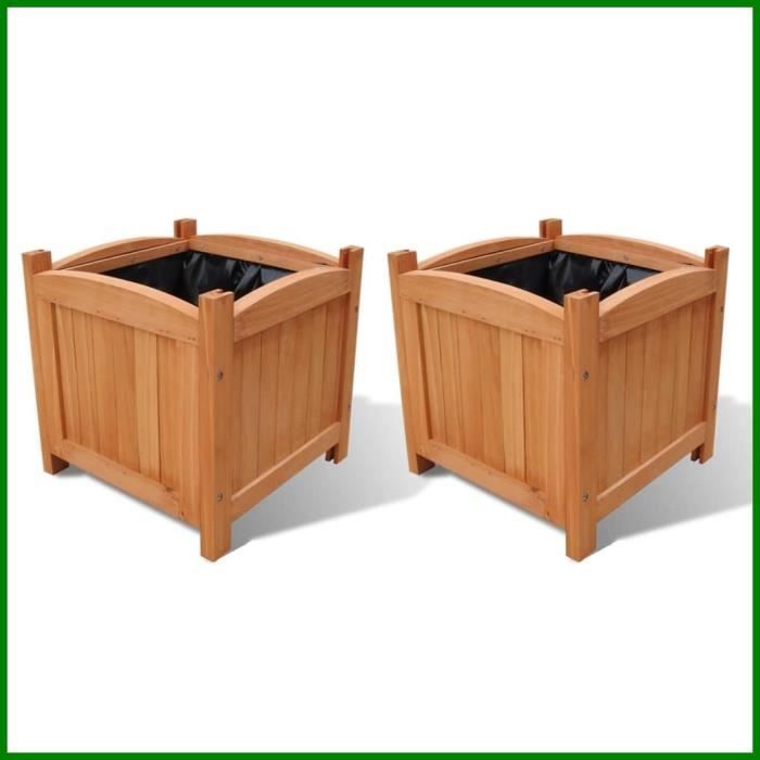 Lits surélevés - VGEBY - 30x30x30 cm - Bois massif - Résistants aux intempéries - Pack de 2