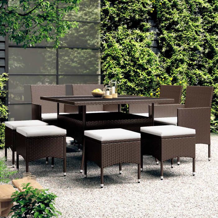vidaXL Ensemble à Dîner de Jardin 9 pcs Mobilier de Salle à Manger de Terrasse Table et Chaises de Repas Salon de Jardin 3058351