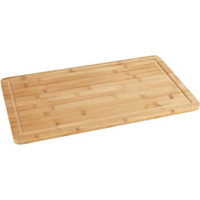 wenko planche à découper bois, grande planche à découper bambou avec rainures, bambou, 30 x 52 cm, marron