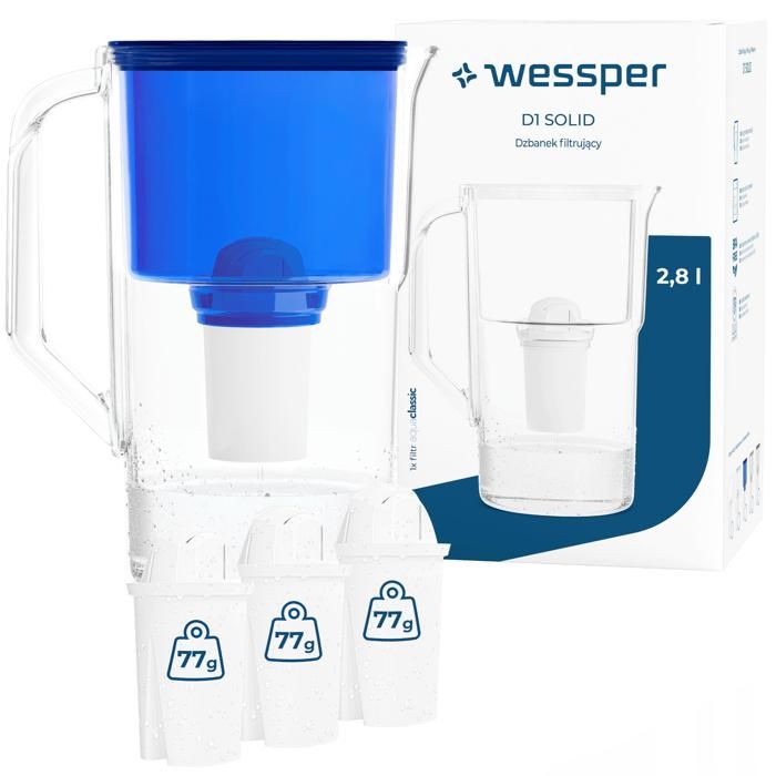 Wessper D1 SOLID Carafe 2.8 L, Compatible avec Brita classic| Contient ...