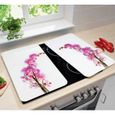 WENKO Protection plaque de cuisson, couvre plaque de cuisson en verre "Orchidées", Lot de 2, verre trempé, 30x52 cm, multicolore-1