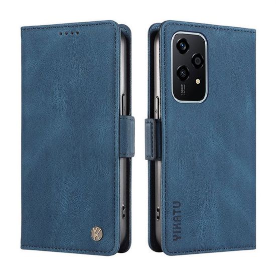 Étui Portefeuille Magnétique Pour Honor 200 Lite 5G (6.7") Avec Vitre Trempée - Bleu/rouge, PU Cuir