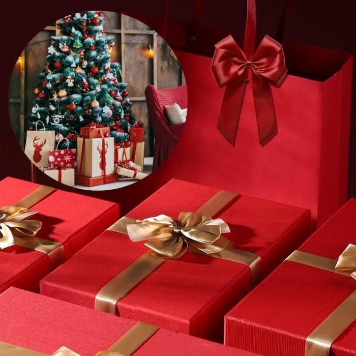 Ruban de satin doré et rouge - Ruban cadeau décoratif - Pour emballage  cadeau - mariage, baptême, anniversaire de Noël (2,5 cm[1217]