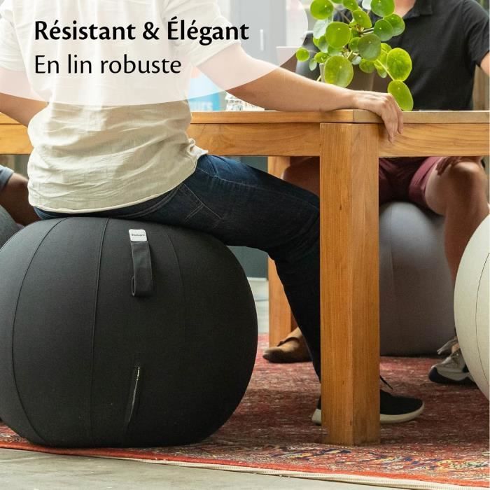Backerz Ballon-siège ergonomique 55/65/75 cm – housse lin lavable ...